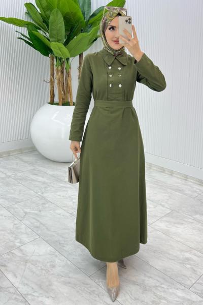Haki Premıum Roma Elbise Tesettür Giyim