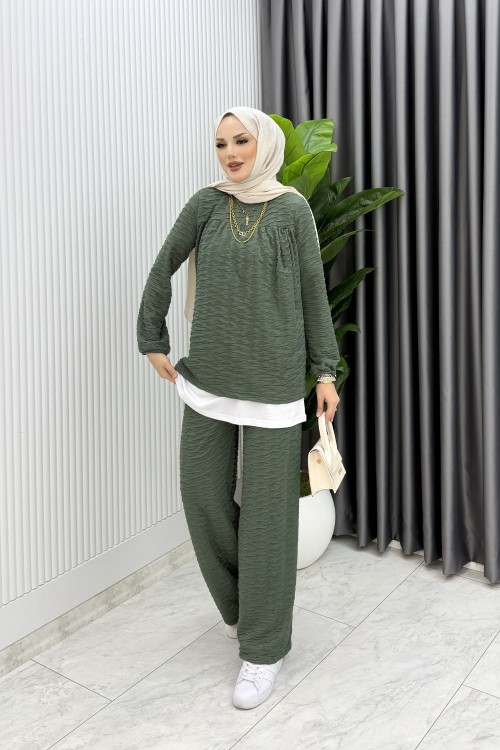 Haki Zeyzey Takım Tesettür Giyim