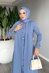 İndigo Premium Pare Elbise Ferace Tesettür Giyim