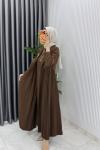 Kahve Broşlu Premıum Sibel Tasarım Takım Tesettür Giyim