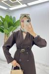 Kahve Premium Sahra Ferace Elbise Tesettür Giyim