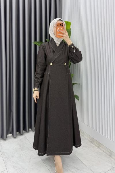 Kahve Premıum Rengin Ferace Tesettür Giyim