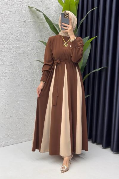 Kahverengi Nilhan Elbise Tesettür Giyim