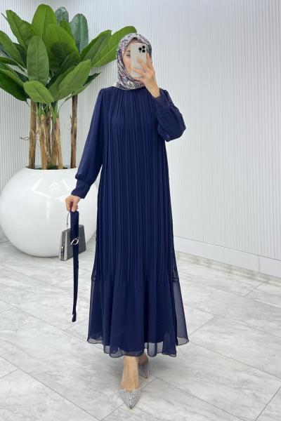 Lacivert Şoray  Elbise Tesettür Giyim