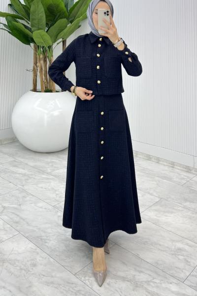 Lacivert Gönül Channel Etek Takım