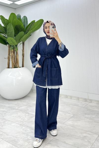 Lacivert Şeyda Premıum Kot Takım Tesettür Giyim