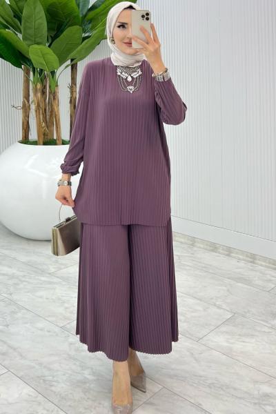 Mürdüm Bilge Pantolon Takım Tesettür Giyim
