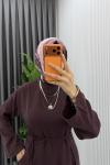 Mürdüm Cansu Müslin Kumaş Tesettür Takım