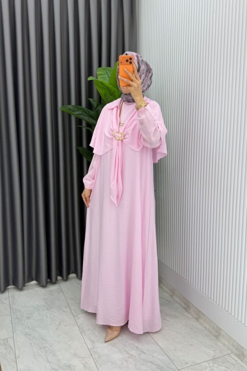 Pembe  Premıum Ceylan Elbise Tesettür Giyim