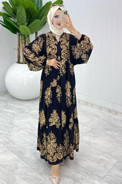 Siyah Bahar Elbise Tesettür Giyim