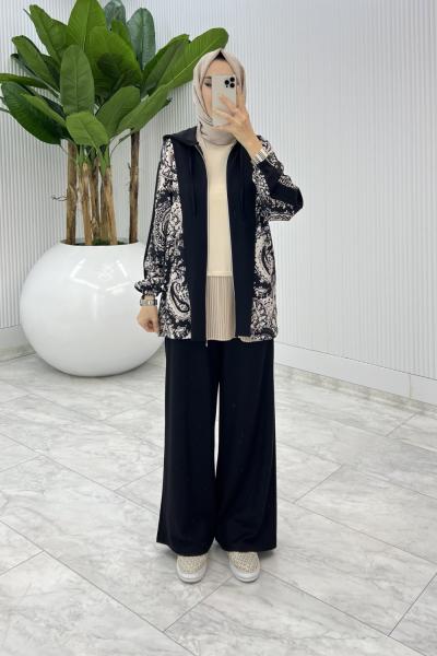 Sİyah  Çiğdem Oysho Takım Tesettür Giyim