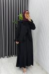 Siyah Mehtap Etek Takım Tesettür Giyim Çilek Kumaş