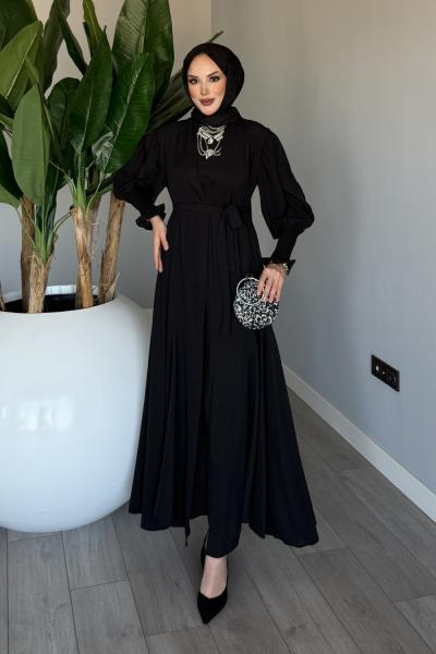 Siyah Meşk Abaya Takım Tesettür Giyim