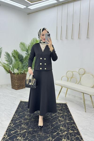 Siyah Premium Firuze Takım Tesettür Giyim