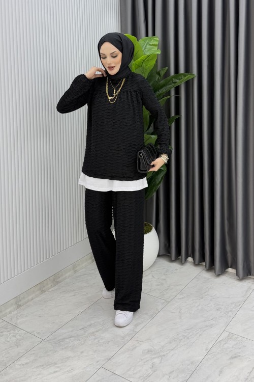 Siyah  Zeyzey Takım Tesettür Giyim