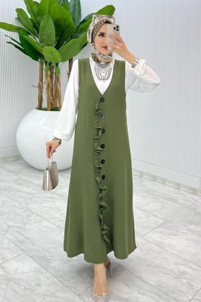 Takım Haki Mahya Jile Takım Tesettür Giyim