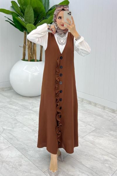 Takım Kahve Mahya Jile Takım Tesettür Giyim