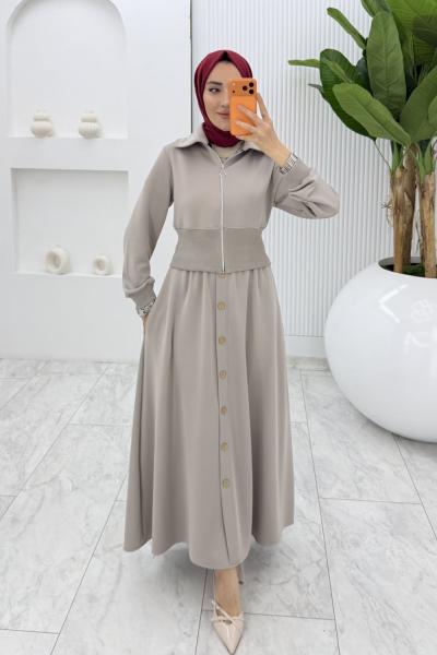 Taş Şazeli Premium Etek Takım Tesettür Giyim