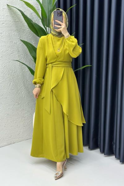 Yağyeşili Hanzade Takım Tesettür Giyim