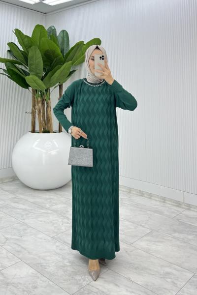 Zümrüt  İzel Triko Elbise Tesettür Giyim