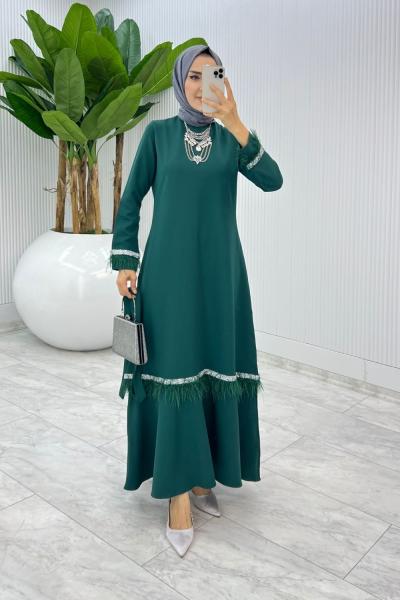 Zümrüt Mosso Abiye Elbise Tesettür Giyim