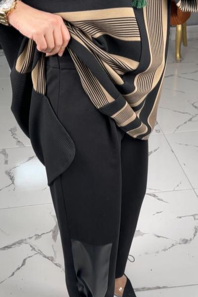 Deri Detaylı Pantolon