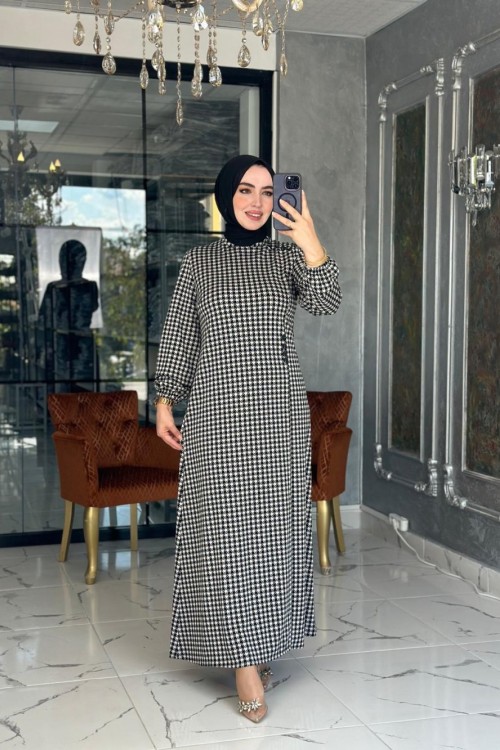 Kazayağı Elbise-Siyah