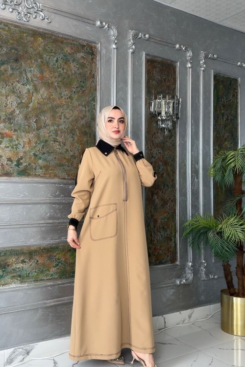 Medine Elbise-Krem