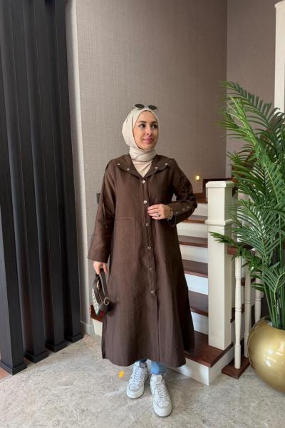 Çıtçıtlı Cupra Kap Kahverengi