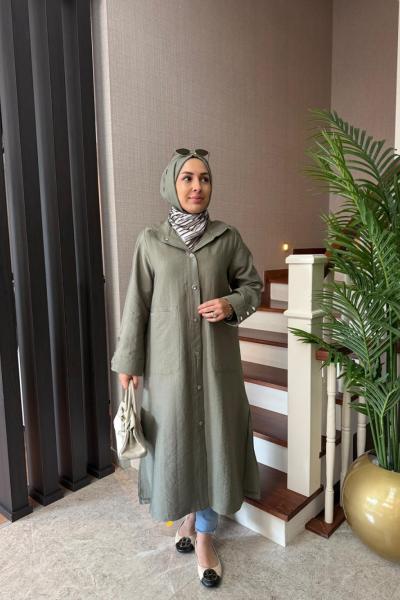 Çıtçıtlı Cupra Kap  Haki