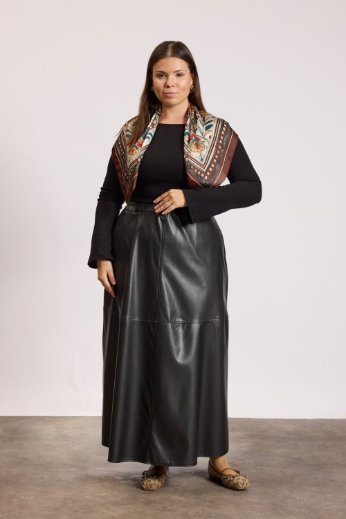 Deri etek Siyah