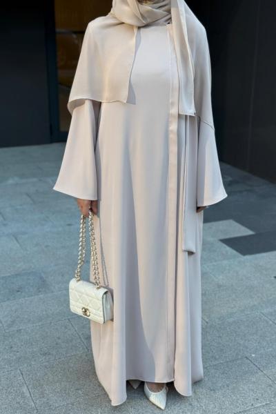 Fular Bağlamalı Abaya  TAŞ