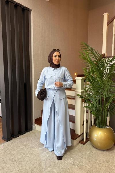 Lessa Üçlü Takım  Bebe Mavisi