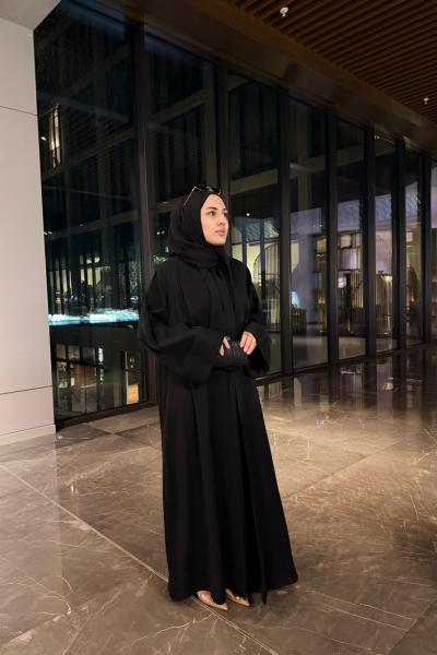 Nervürlü Elbise Abaya Siyah