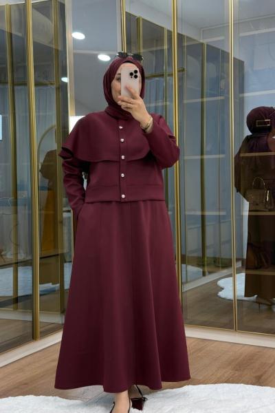 Pelerinli Scuba Etekli Takım Bordo