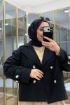 Reglan kol Kısa Trençkot Siyah
