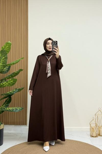 BADE FULARLI ELBİSE Acı Kahve