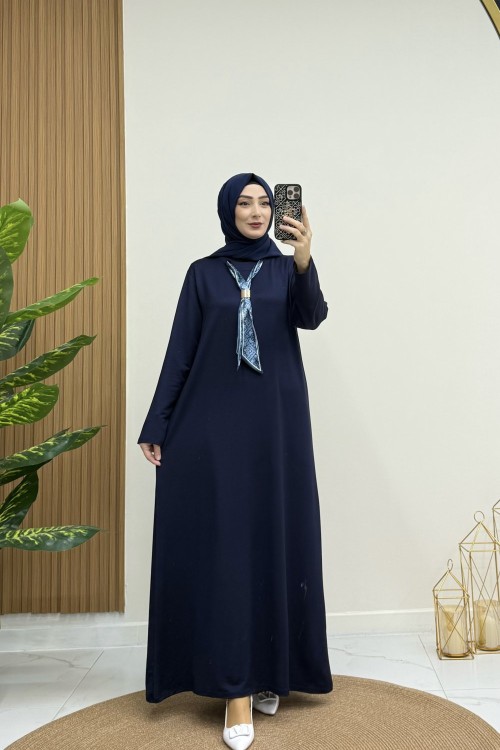 BADE FULARLI ELBİSE Lacivert