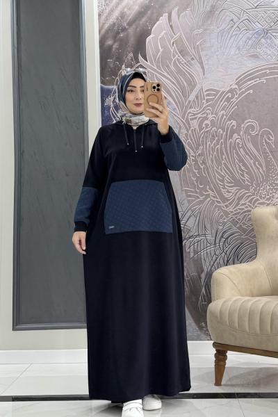 Clara kapitone elbise Lacivert