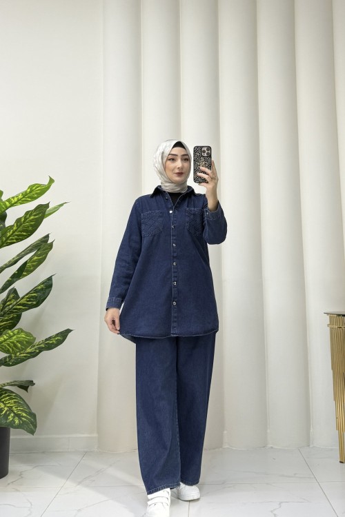 Denim kot takım Lacivert
