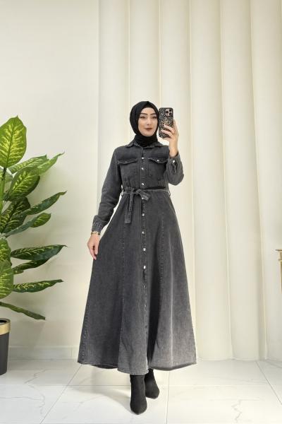 DEREN KOT ELBİSE Siyah