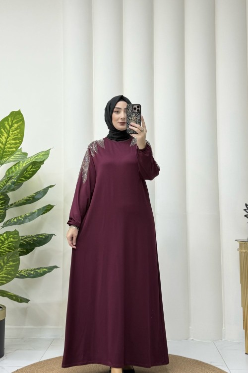 Frida elbise Bordo