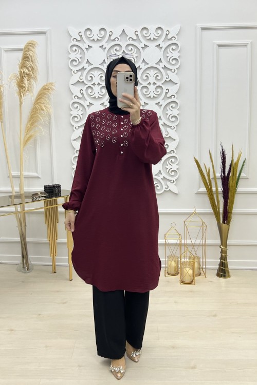 İnci tunik Bordo