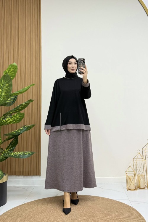 KARMİN ETEKLİ TAKIM Vizon