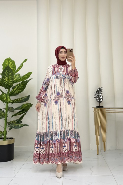 Liyana elbise Bordo