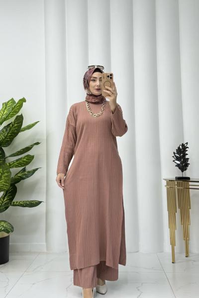 Mercan triko takım Gül