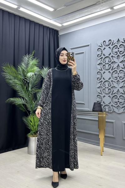 Nur elbise zebra Siyah