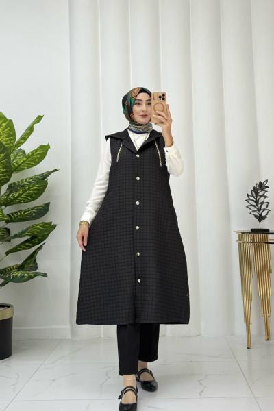 Saşa kapitone yelek  Siyah