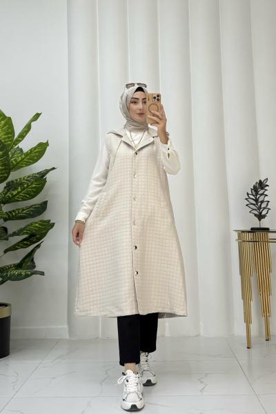 Saşa kapitone yelek  Krem