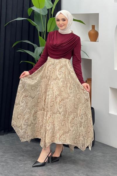 Etnik Desen Şifon Etek